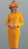 Lily and Taylor 769 orange Knit Skirt Suit