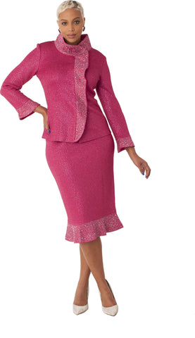 Liorah Knit 7300 fuchsia knit skirt suit