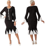 Liorah Knit 7301 black bell sleeve knit skirt suit
