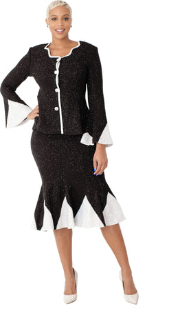 Liorah 7301 black knit skirt suit