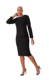 Liorah Knit 7302 black knit skirt suit