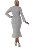 Liorah Knit 7304 silver knit skirt suit