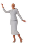 Liorah Knit 7304 silver knit skirt suit