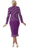 Liorah Knit 7305 purple skirt suit