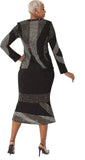 Liorah Knit 7306 black knit skirt suit