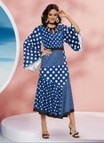 Love the Queen 17460 navy polka dot maxi dress