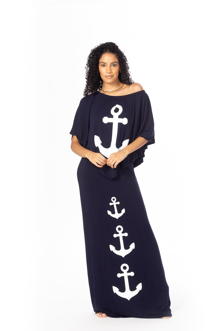 nautical dress Maxi – Diva's Den Fashion, LLC CREAMY SAND RIBBED KNIT designed to echo the winter_sale_w25 Size:10 / 6 US
