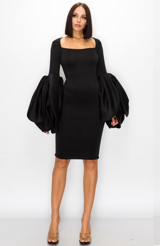 Petal Sleeve Sheath Dress – Diva's Den Fashion, LLC