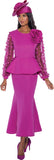 Stellar Looks 1552 mesh sleeve purple skirt suit