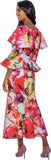 Stellar Looks 1582 floral print scuba skirt suit
