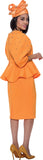 Stellar Looks 1592 peplum orange skirt suit