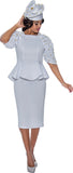 Stellar Looks 1592 white peplum skirt suit
