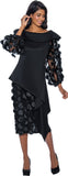 Stellar Looks 1642 black mesh sleeve scuba skirt suit