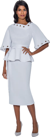 Stellar Looks 1652 white peplum skirt suit