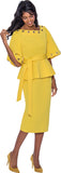 Stellar Looks 1652 yellow grommet skirt suit