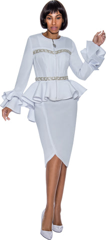 Susanna 3005 white scuba skirt suit