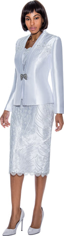 Susanna 3984 white lace skirt suit