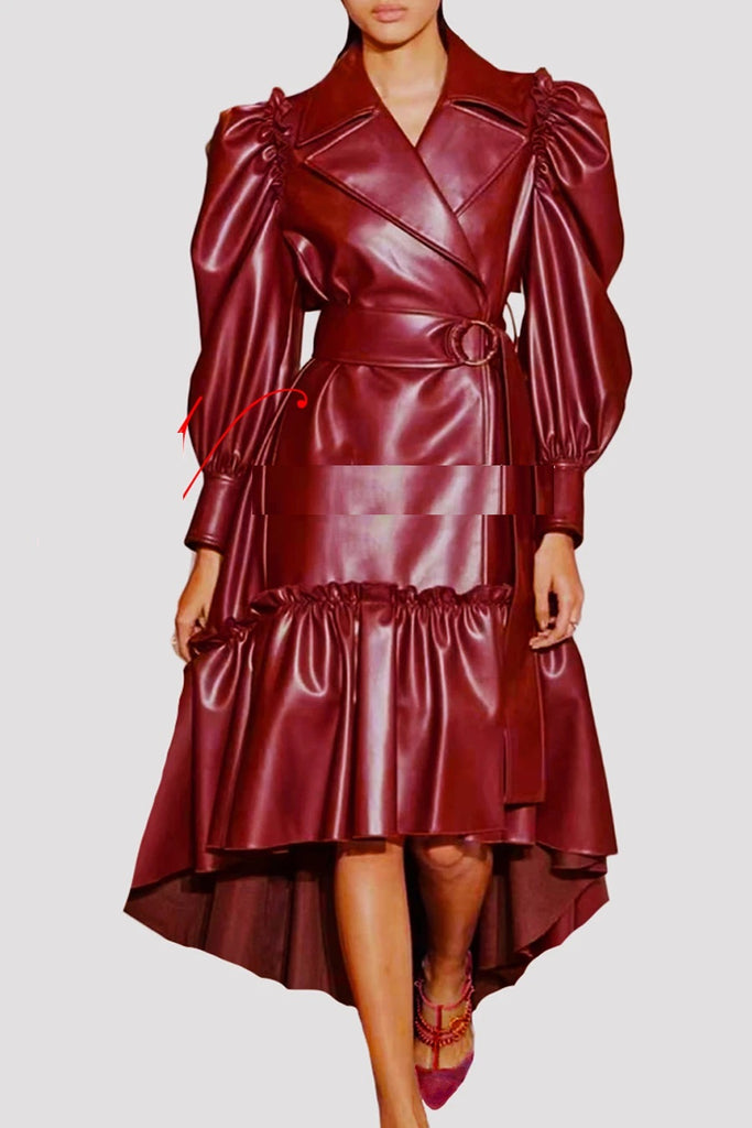 Faux Leather Coat Dress Diva's Den Fashion, LLC Faux Leather Coat Dress Diva's Den Fashion, LLC