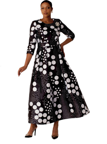 Tally Taylor 4497 black polka dot maxi dress