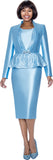 Terramina 7034 blue peplum skirt suit