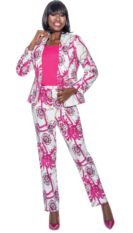 Terramina 7898 pink scarf print pant suit
