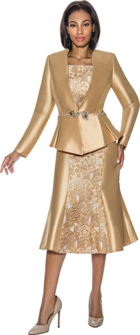 Terramina 7963 Gold lace skirt suit