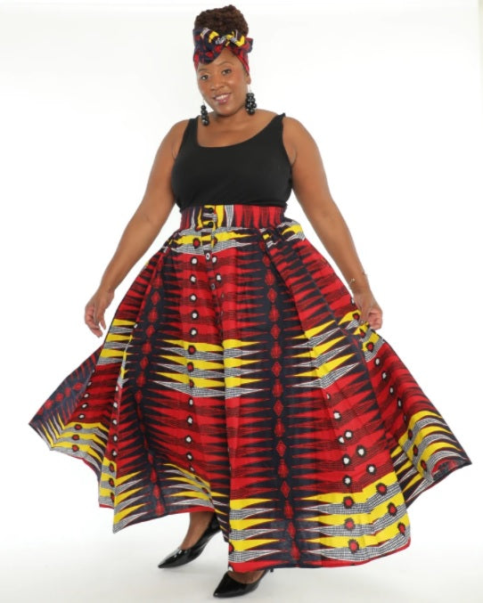 Plus Size Maxi African Skirts African Print Button Down Maxi Skirt
