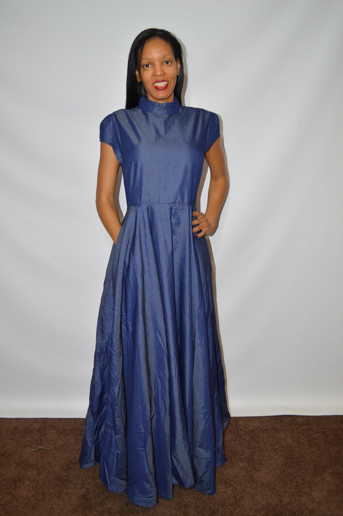 denim dress cap sleeve Cap Sleeve Pocket Dress, Denim