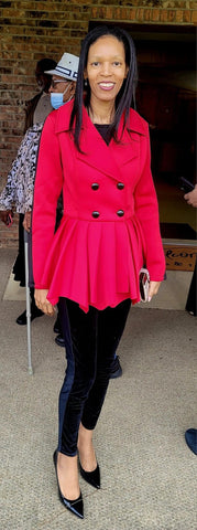 red Pleated Coat