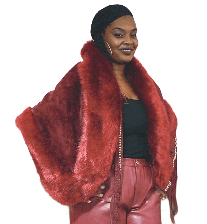 Fur top wrap coat