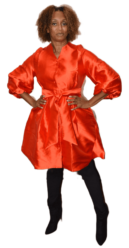 Red puff sleeve 2024 jacket