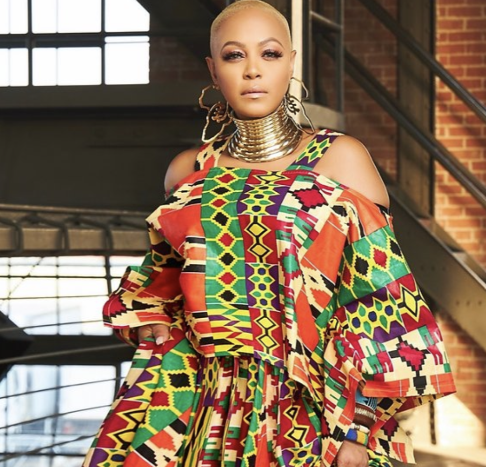 African Print Cold Shoulder Top