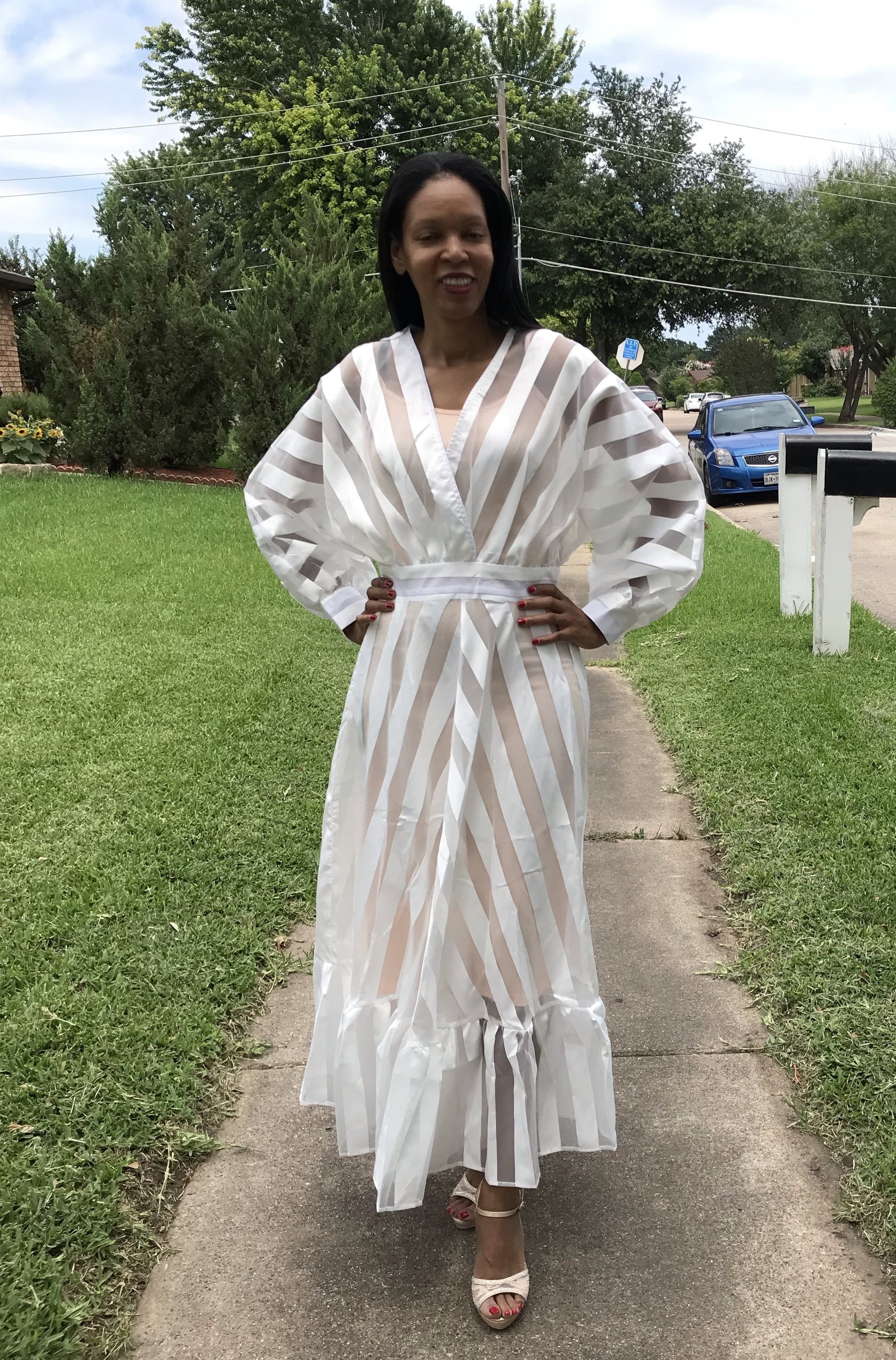 lantern sleeve long dress Floral Embroidered Lantern Sleeve Dress Uylee's Boutique