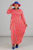 Long Sleeve Knit Print Maxi Dress