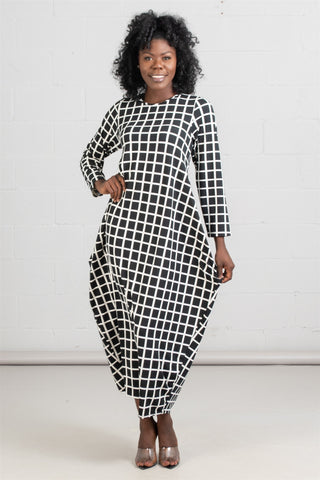 Long Sleeve Knit Print Maxi Dress