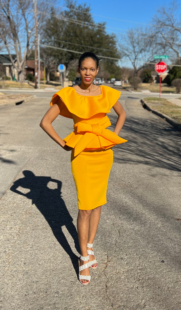 peplum dress yellow Pernia's Pop Up Shop
