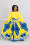 Yellow African Print Dashiki Maxi Skirt