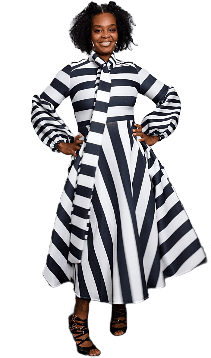 Striped Bow Tie Midi Dress – Diva's Den Fashion, LLC