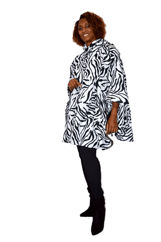 Zebra Print Fleece Cape Poncho
