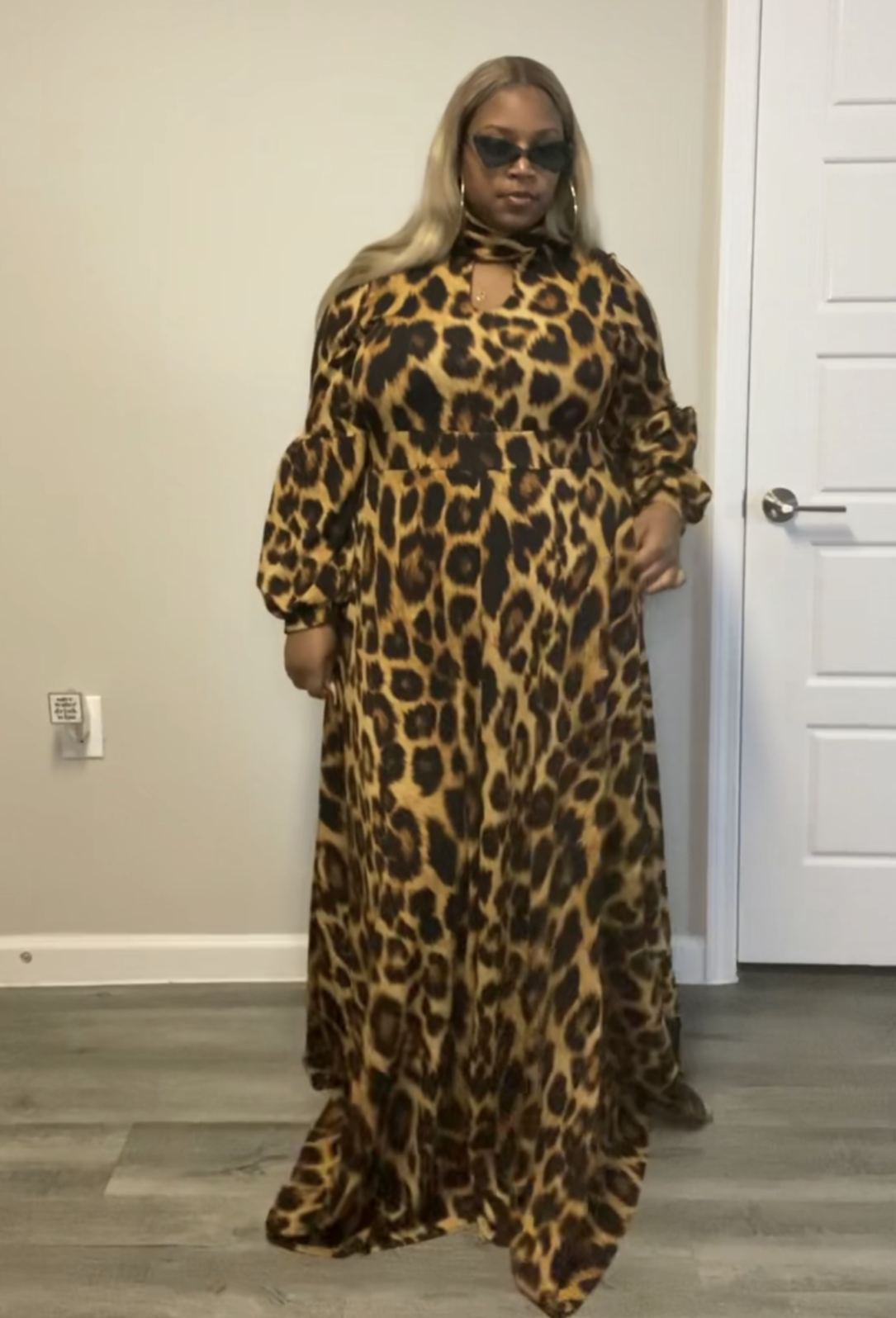 animal print long dress Leopard Print Cotton Maxi Dress