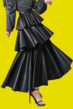 Faux Leather Tiered Skirt