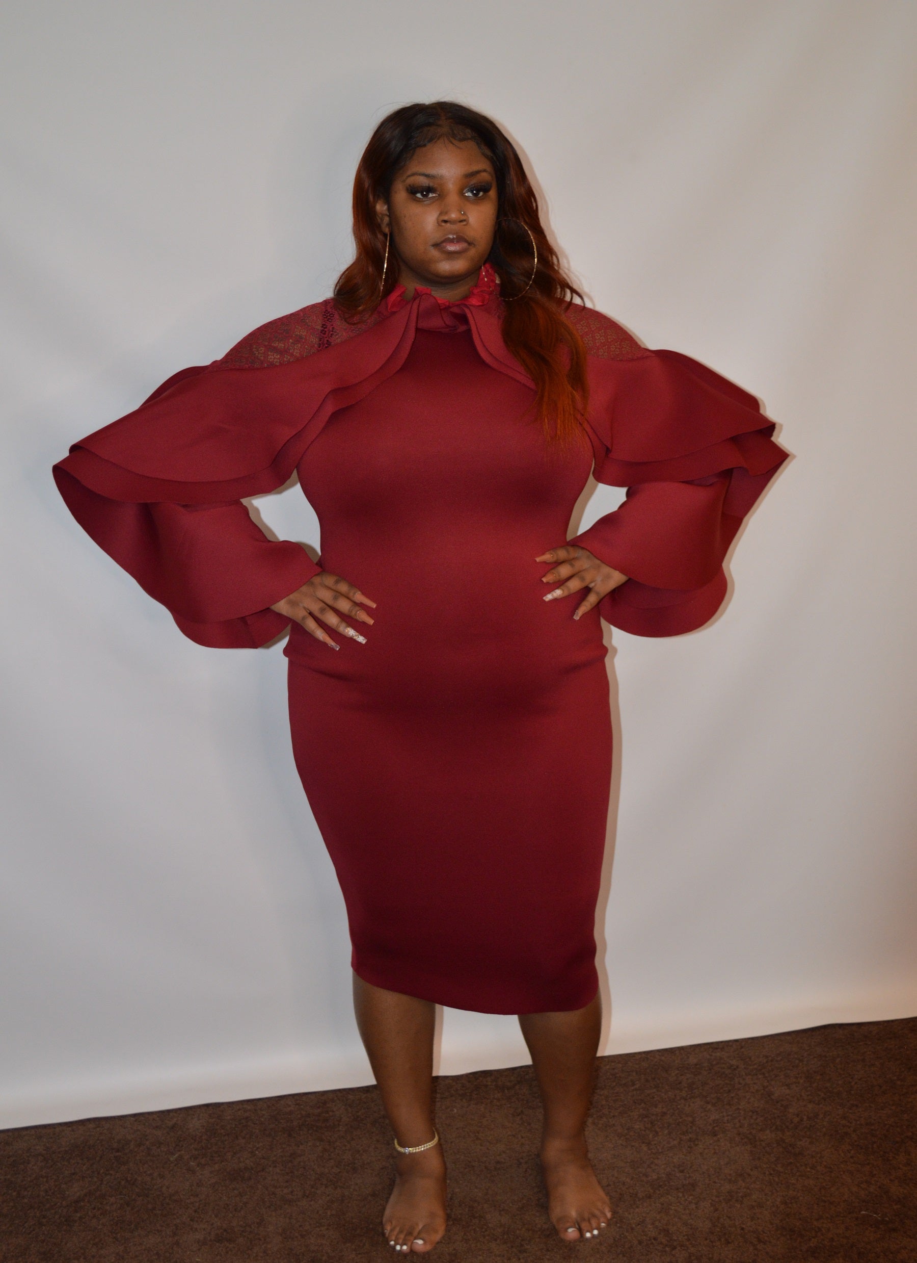 burgundy color dress plus size Plus Size Audrina Maxi Dress -Burgundy 1X / Burgundy at Curvy Sense