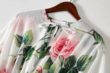 Rose Print Lantern Sleeve Dress