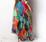 Multi Colored Pleated Skirt Set