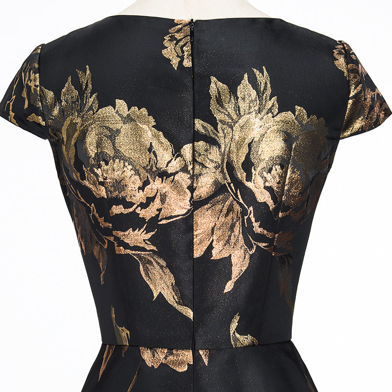 Flare Maxi Dress Black/Gold / 2