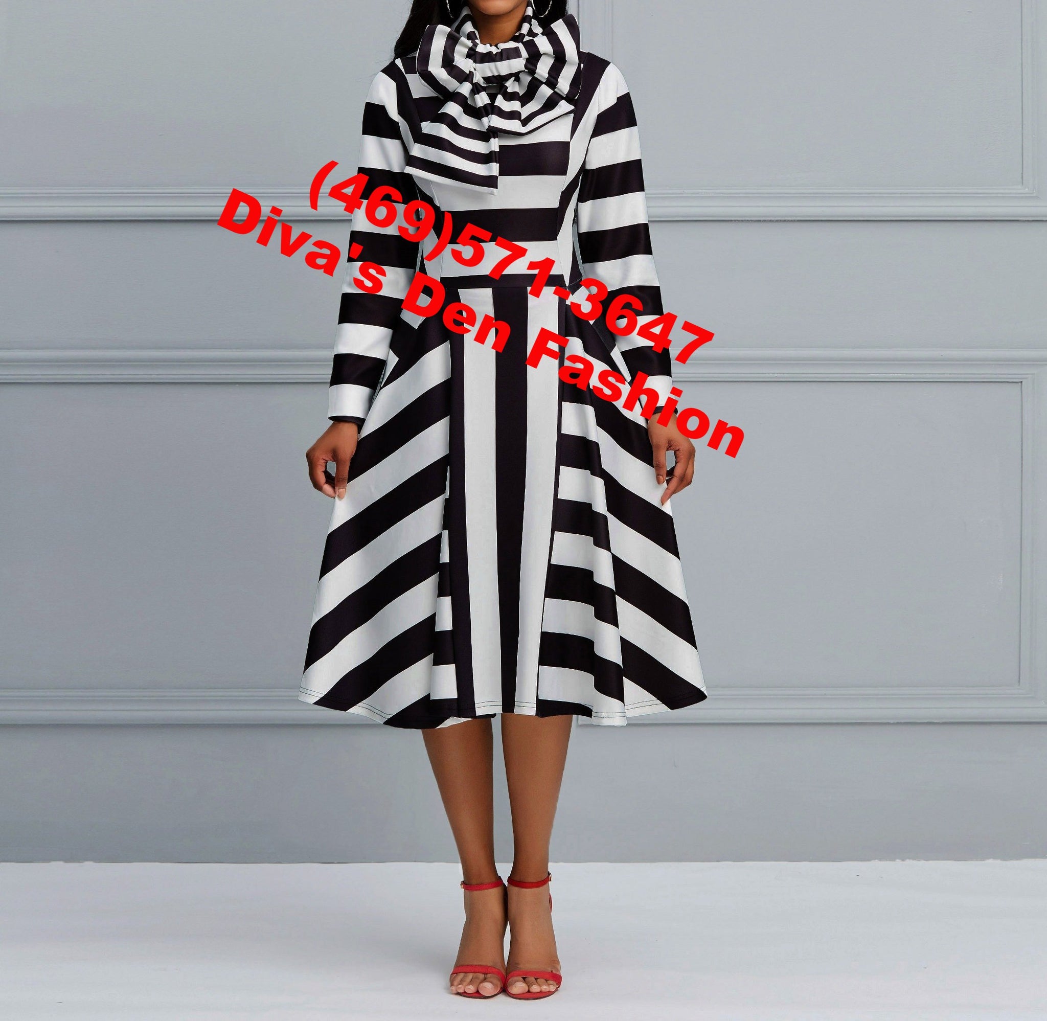 knee length dresses for ladies Maya white bowknot polka-dot midi dress main image 1