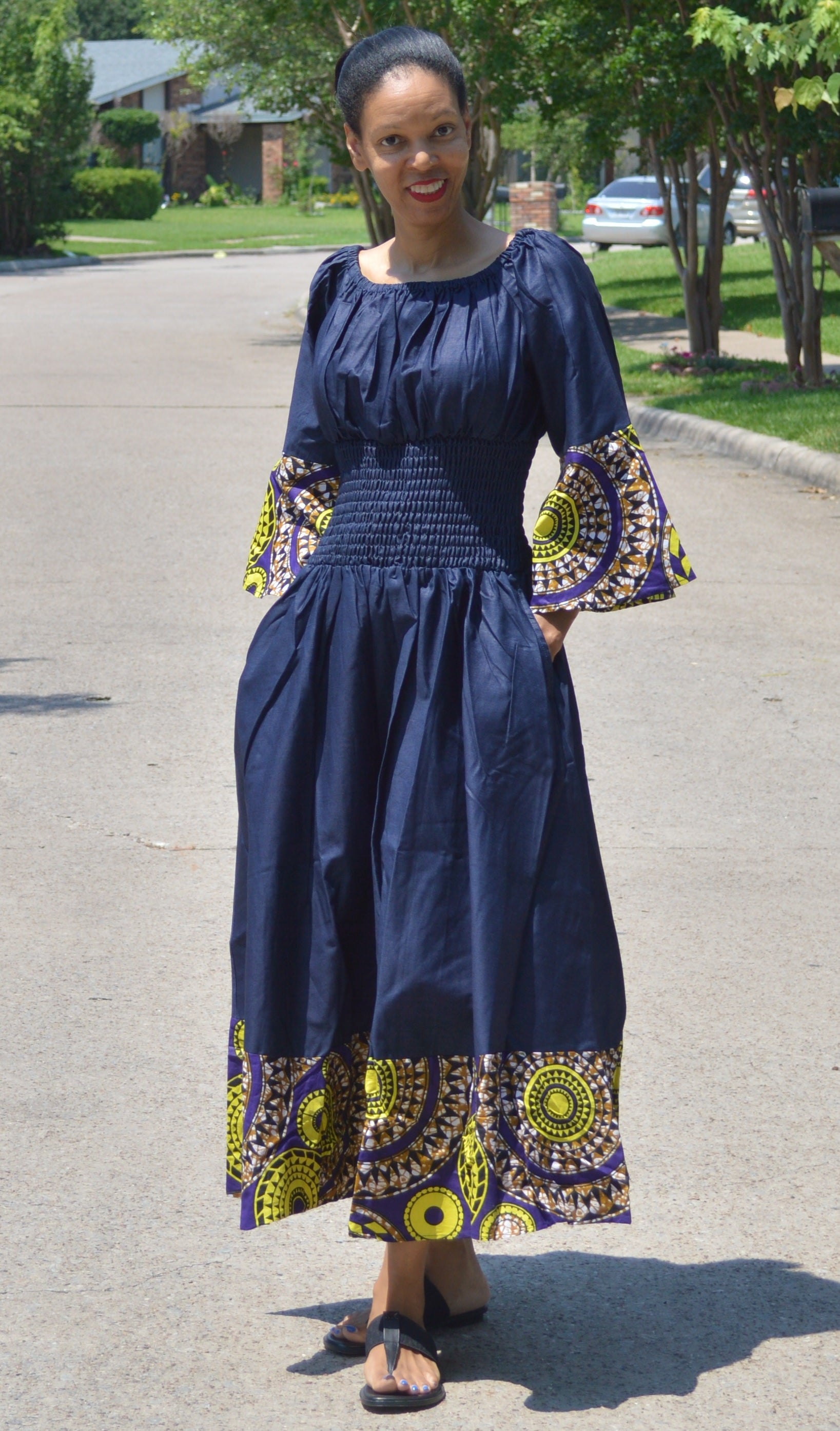 Denim Smock Maxi Dress – Diva's Den Fashion, LLC