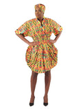 African Print Smock Waist Dress